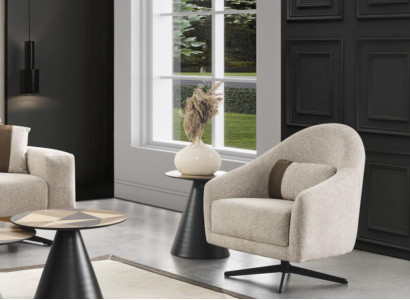 Luxury Armchair Stylish Furniture Living room Design Rotatable Lounge Club Wood